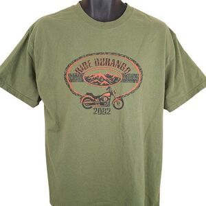 Vintage Ride Durango T Shirt Mens Size Large Green Y2K 2002 Rocky Mountains Moto